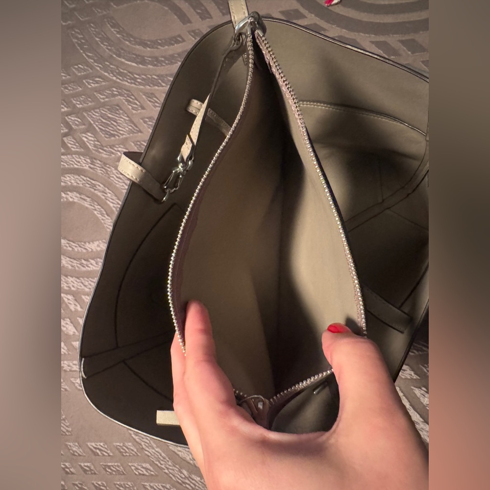Authentic Tory Burch French Gray Suede and Leather Block T Tote Bag - Picture 10 of 10